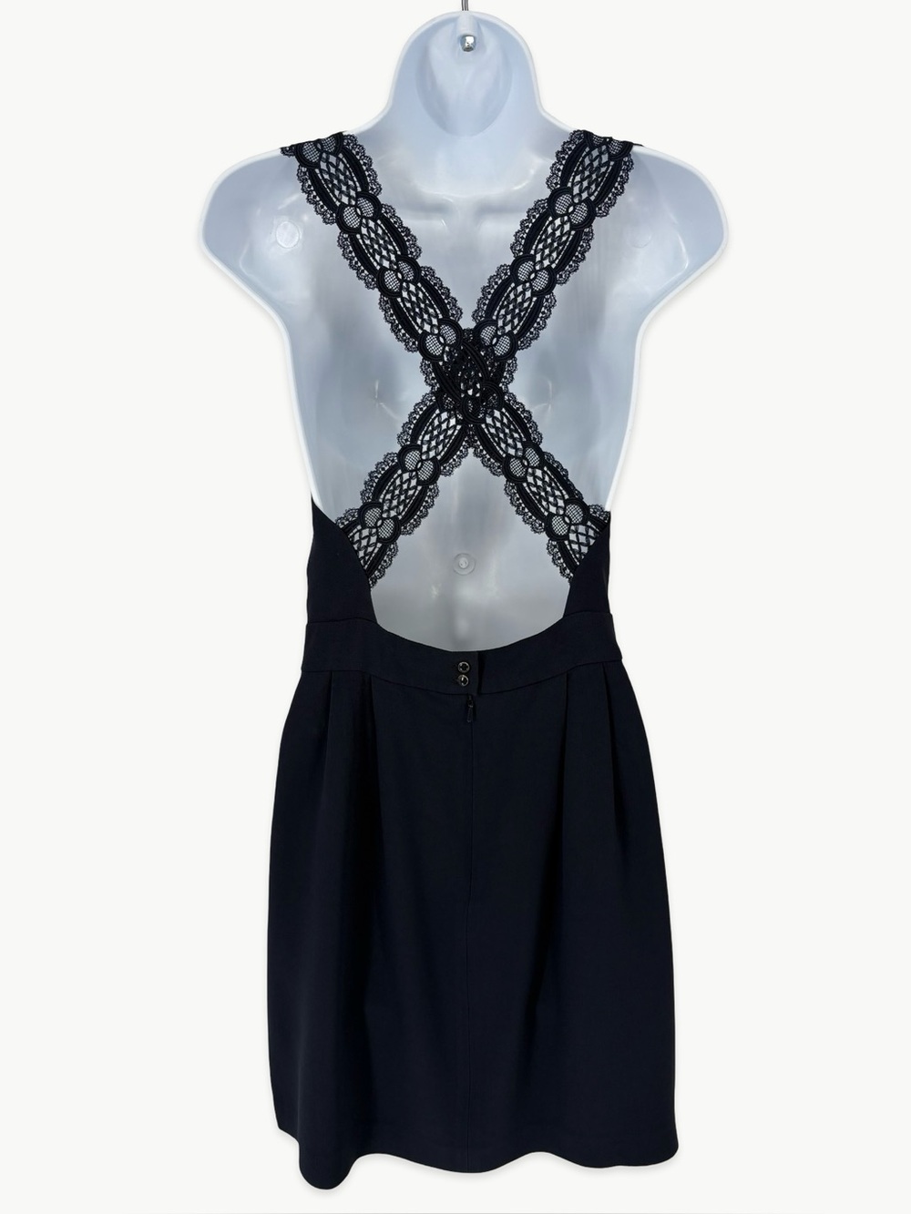 Sézane Ombeline Robe Open Back Mini Dress Size 36 (US 4) Marine Navy - Picture 3 of 13